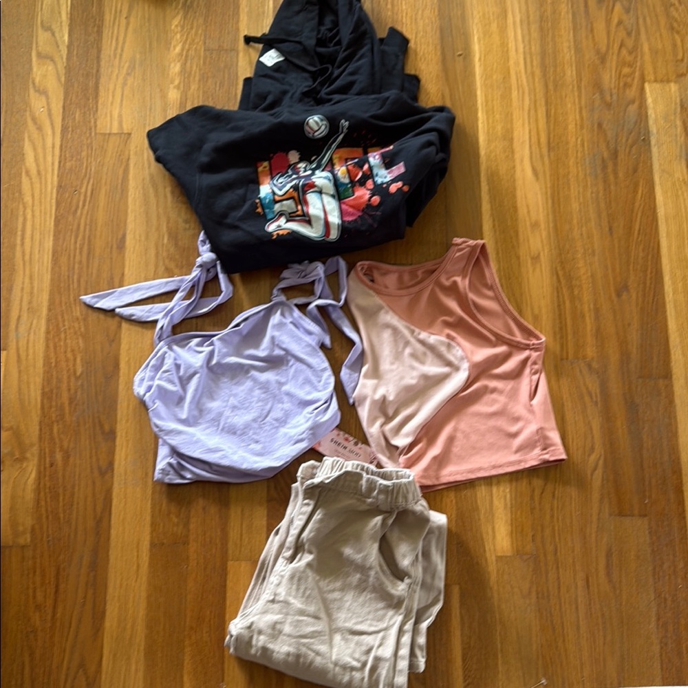Trendy Tank Tops, volleyball hoodie and Jeans bundle